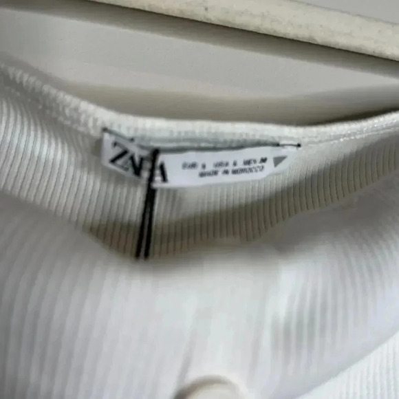 Zara Cropped Ribbed White Top - Picture 5 of 6
